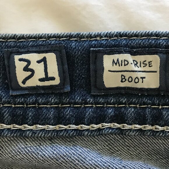 Miss Me Bootcut Jeans Women 31 Blue Mid Rise Flap Pockets Rhinestone Medium Wash - Picture 5 of 16